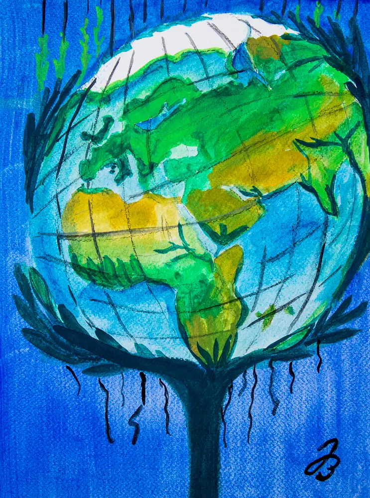 Erdpflanze, Gouache auf Papier, 24x32cm * Earth Plant, Gouache on Paper, 9.5x12.5in © 2014 by Jutta Blühberger www.juttabluehberger.at