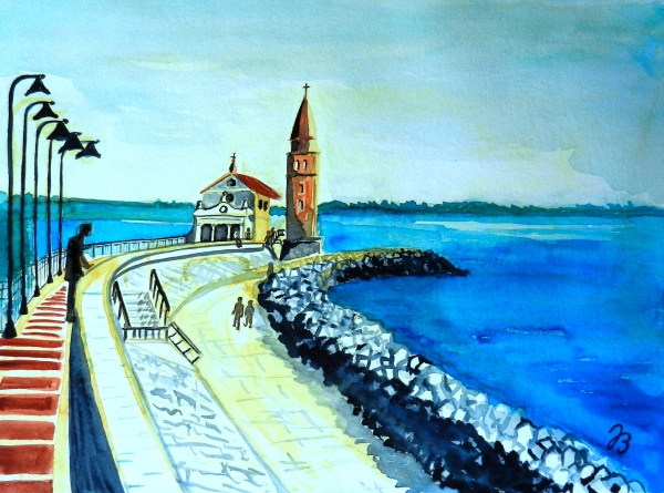 Caorle Mole, Aquarell auf Papier, 40x30cm * Caorle Quay, Italy, Watercolor on Paper, 16x12in © 2013 by Jutta Blühberger www.juttabluehberger.at