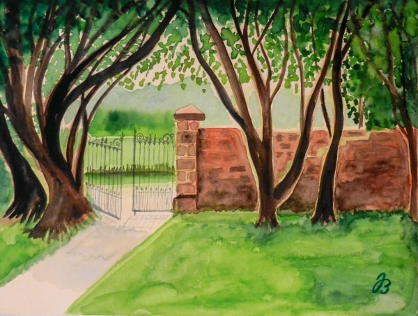 Abbey Pforte, Nordirland, Aquarell auf Papier, 40x30cm * Friary Gate, N Ireland, Watercolor on Paper, 16x12in © 2013 by Jutta Blühberger www.juttabluehberger.at