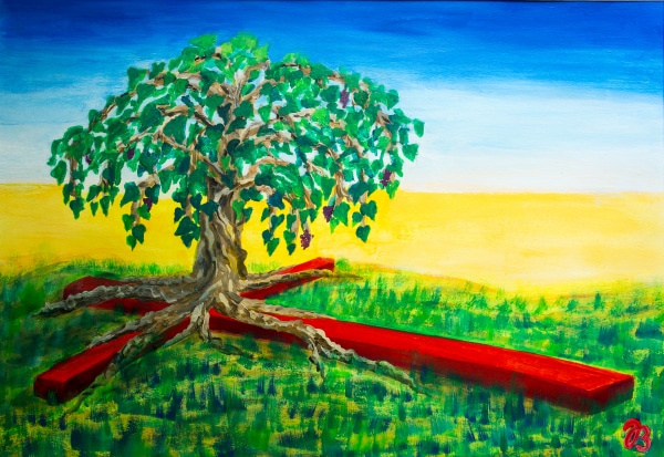 Verwurzelt, Acryl auf Papier, 70x50cm * Rooted, Acrylic on Paper, 27.5x20in © 2014 by Jutta Blühberger www.juttabluehberger.at